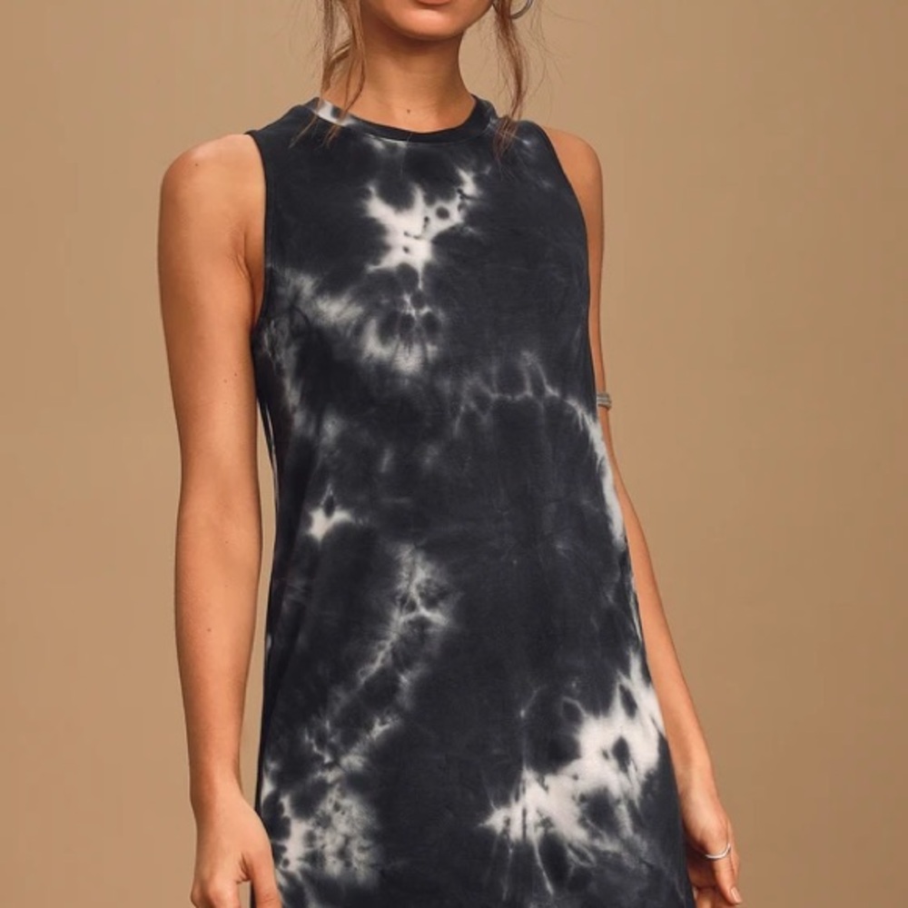Lulus Feeling Amazing Tie Dye Shift Dress Sleeveless Blue Size XS